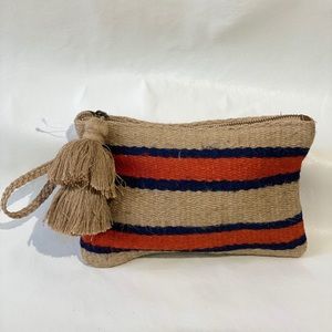 J.Jill Bag | Jute Wristlet Clutch Striped Tassel